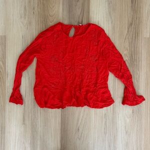 Lucky Brand Red Longsleeve Flowy Blouse
